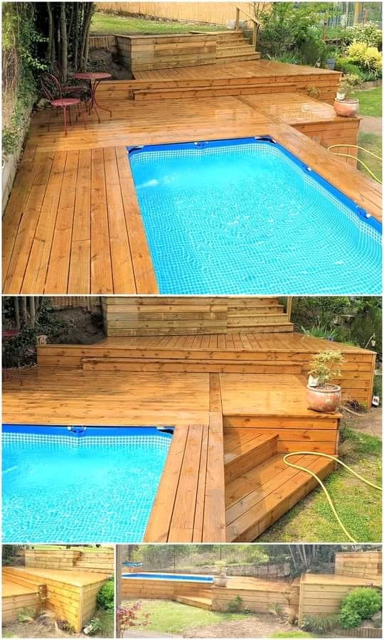 Custom wooden pool deck built by Bruce Handyman in Cape Town